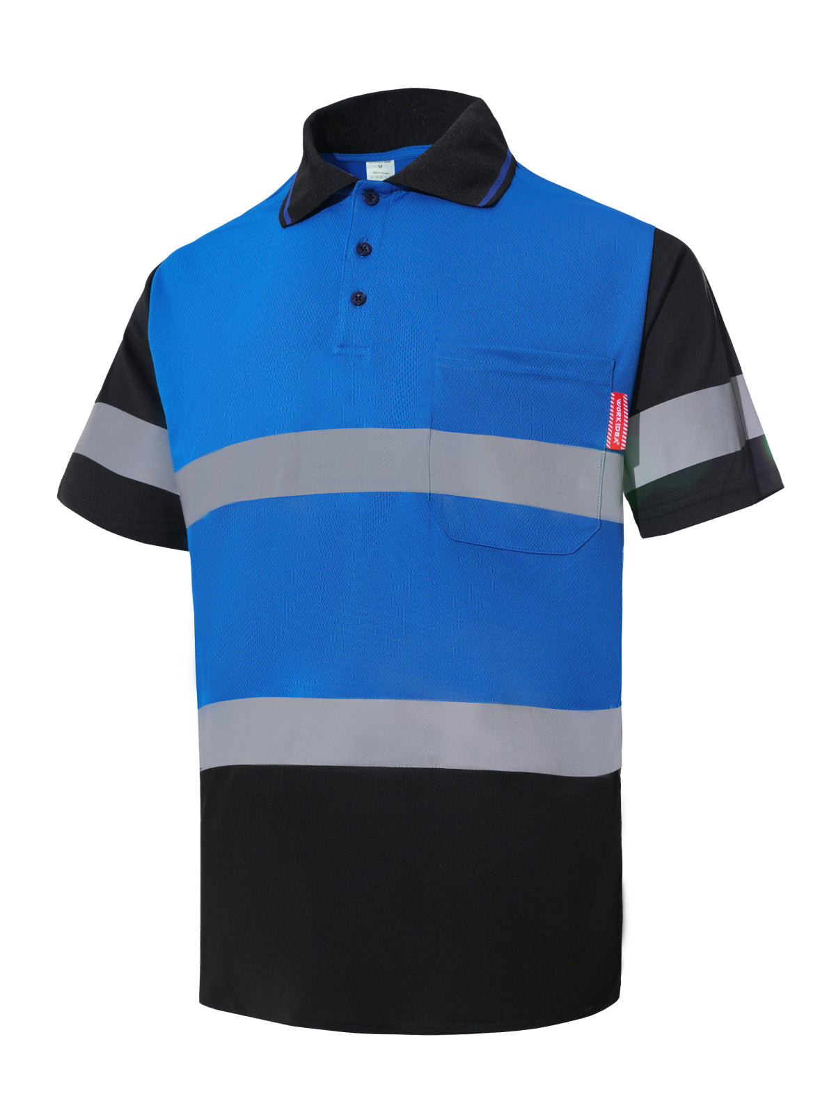 WORK IDEA Polo Shirt for Men High Visibility Reflective Work Shirt with Pockets for Construction