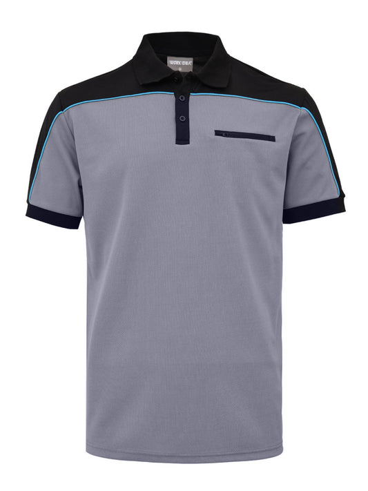 Work Idea Men's Short-Sleeved Polo Shirt with Contrast Colours, Functional Work Shirt for Work, Workshop and Leisure