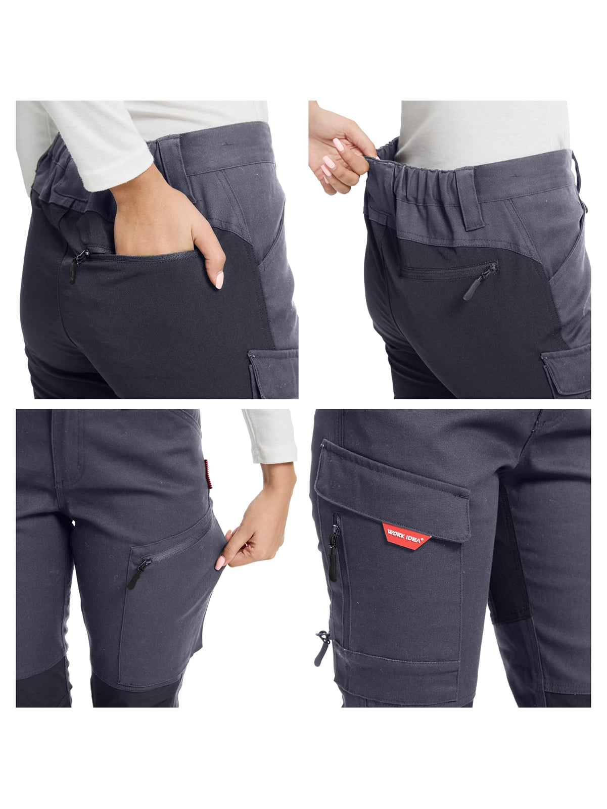 WORK IDEA Women's Hiking Trousers, Stretch Slim Fit, Water Resistant, Outdoor Hiking Trousers