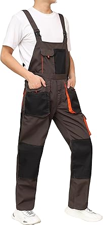 WORK IDEA Mens Work Dungarees Oxford Knee Pockets Durable Canvas