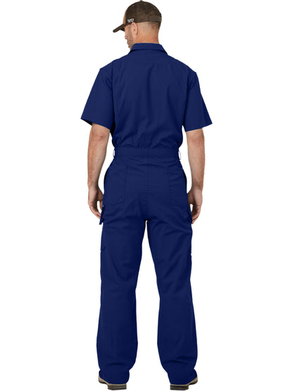 WORK IDEA Men's Short Sleeve Work Coverall - Lightweight Jumpsuit Elastic Waist with Multi Pockets