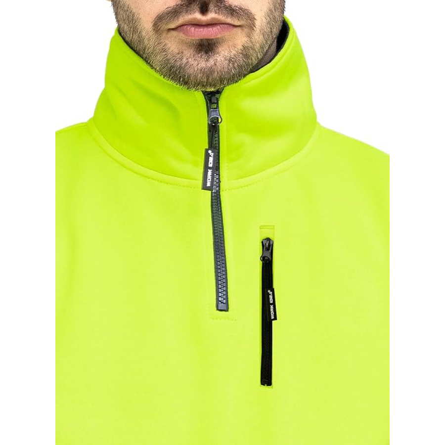 WORK IDEA High Visibility Safety Reflective Sweatshirt for Men ASIN Class 2 Hi Vis 1/4 Zipper Workwear