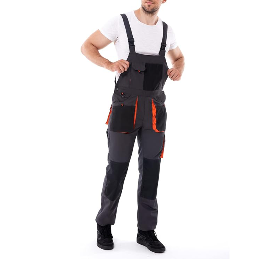 WORK IDEA Men's Bib Overalls Work Overalls with Knee Pad Pockets