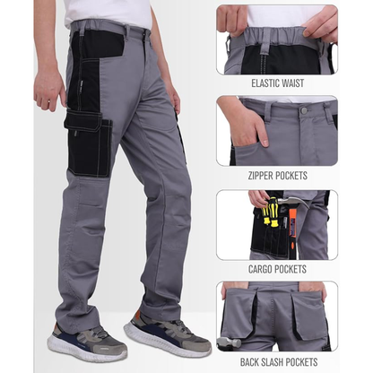 WORK IDEA Men's Cargo Pants Workwear Cotton Multi-Pockets Work Pants for Men Tactical Outdoor Military Pants