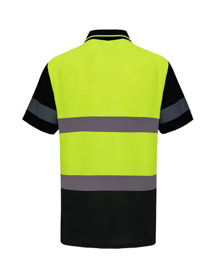 WORK IDEA Polo Shirt for Men High Visibility Reflective Work Shirt with Pockets for Construction