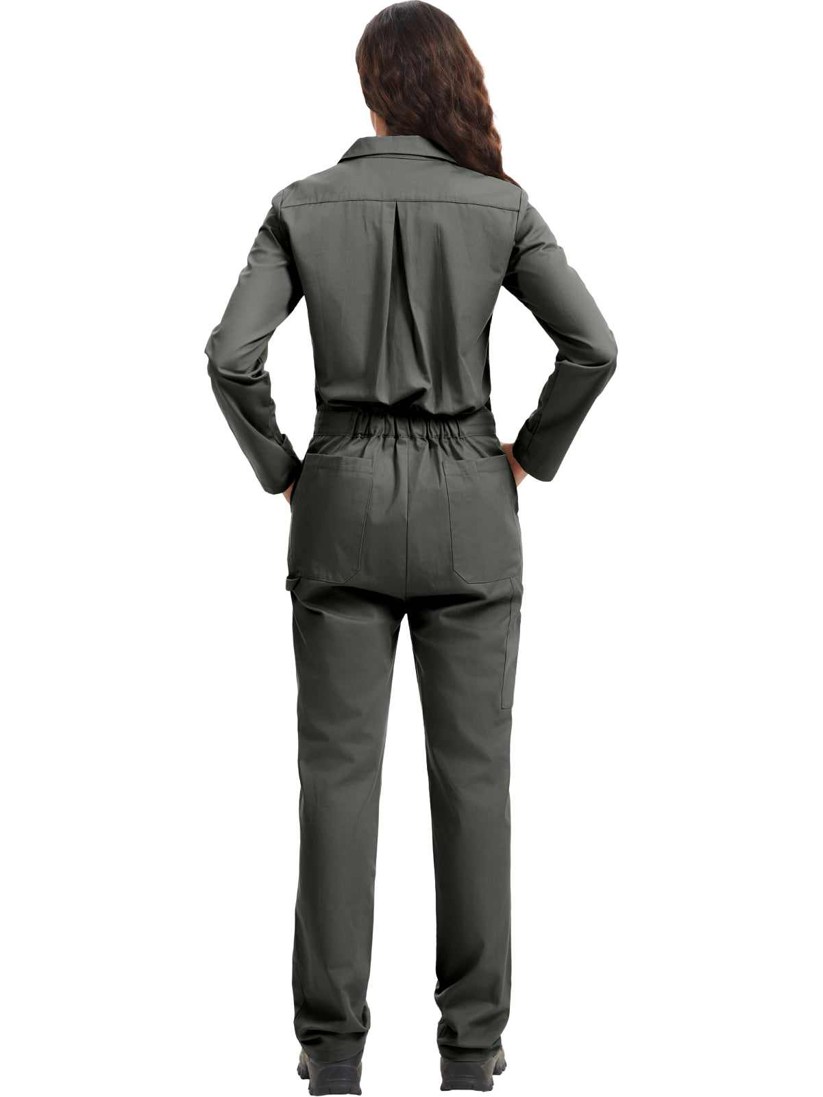 Tuta da lavoro a maniche lunghe da donna WORK IDEA - Tute da lavoro 100% cotone con schiena elasticizzata e tasche portaoggetti con gancio