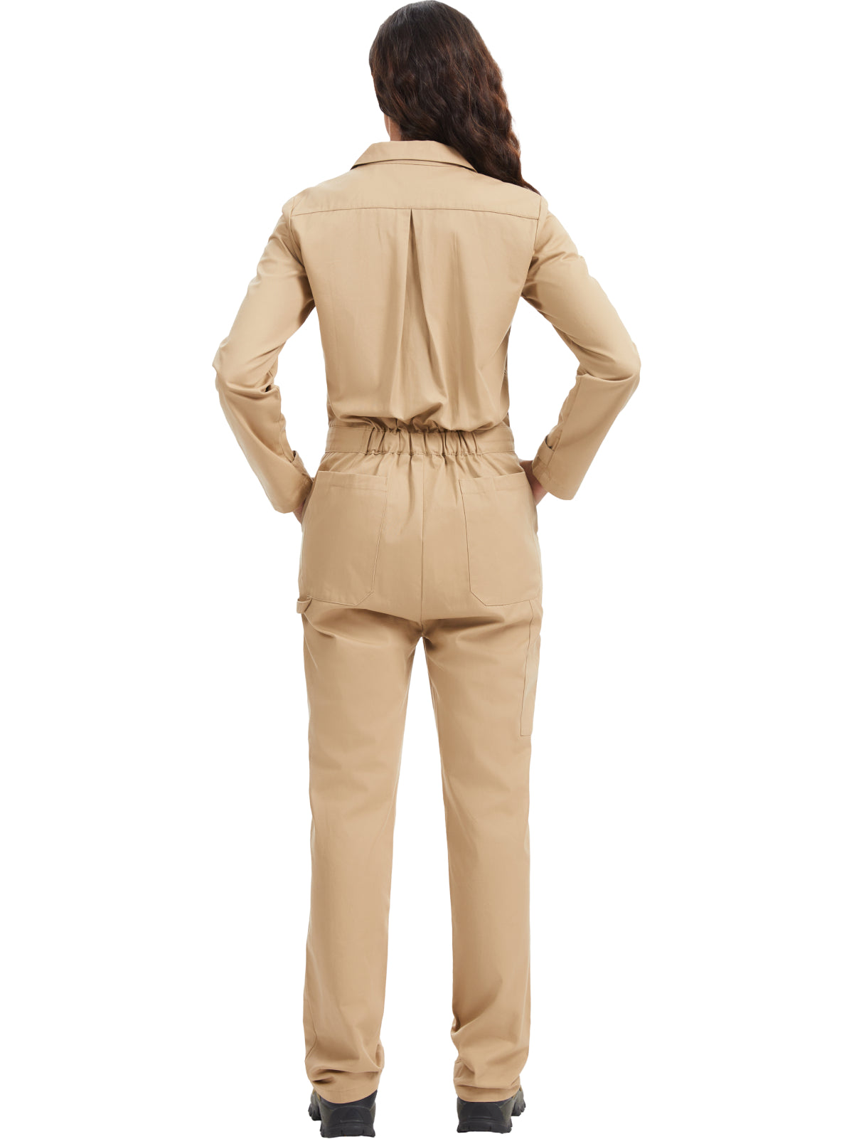 Tuta da lavoro a maniche lunghe da donna WORK IDEA - Tute da lavoro 100% cotone con schiena elasticizzata e tasche portaoggetti con gancio