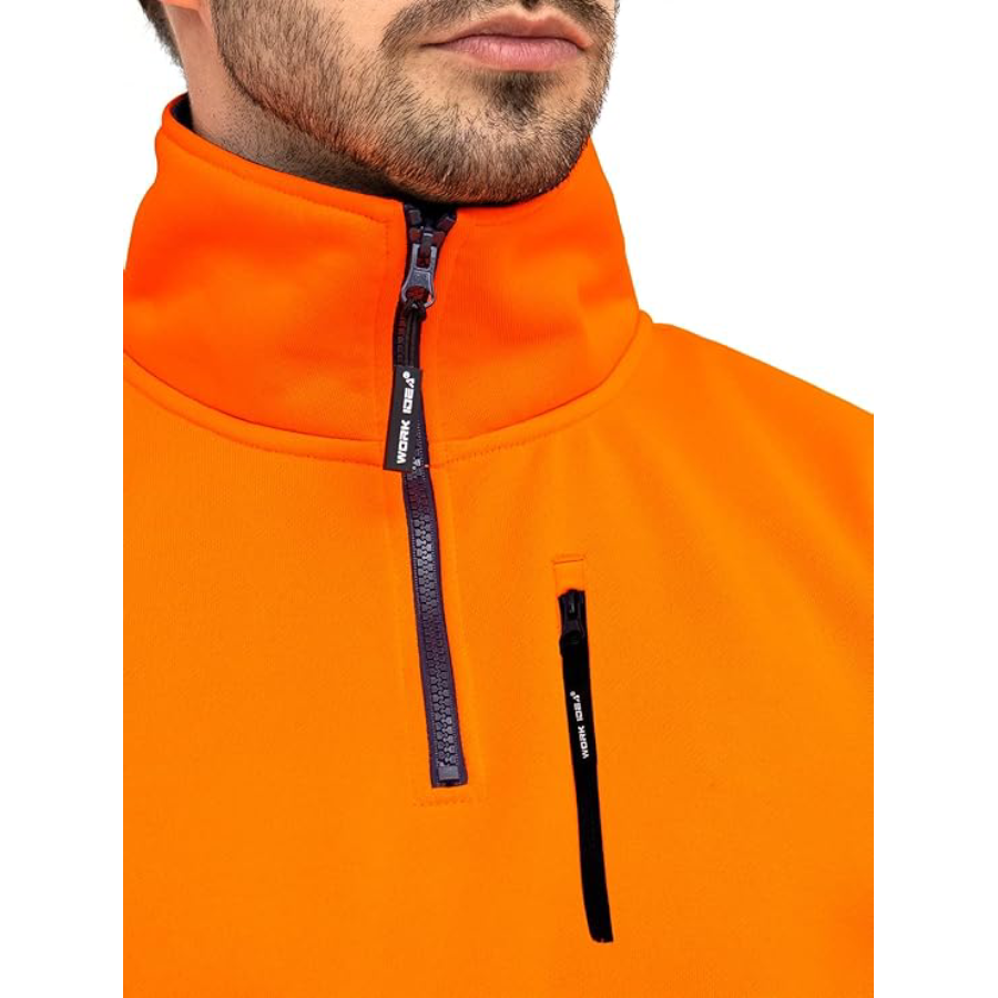 WORK IDEA High Visibility Safety Reflective Sweatshirt for Men ASIN Class 2 Hi Vis 1/4 Zipper Workwear