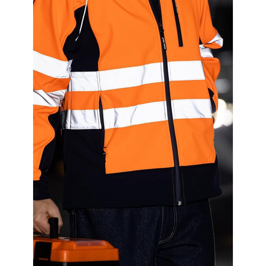 WORK IDEA Men's Safety Jacket High Visibility Reflective Softshell Jacket Hi-Vis Waterproof and Windbreaker with Fleece Lined