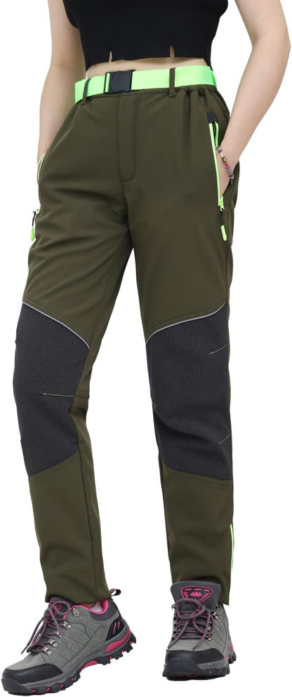 WORK IDEA Women's Outdoor Trousers for Demanding Hikes, Waterproof Material, Elastic Fit, Winter Warmth, Contrast Colour Zippers and More