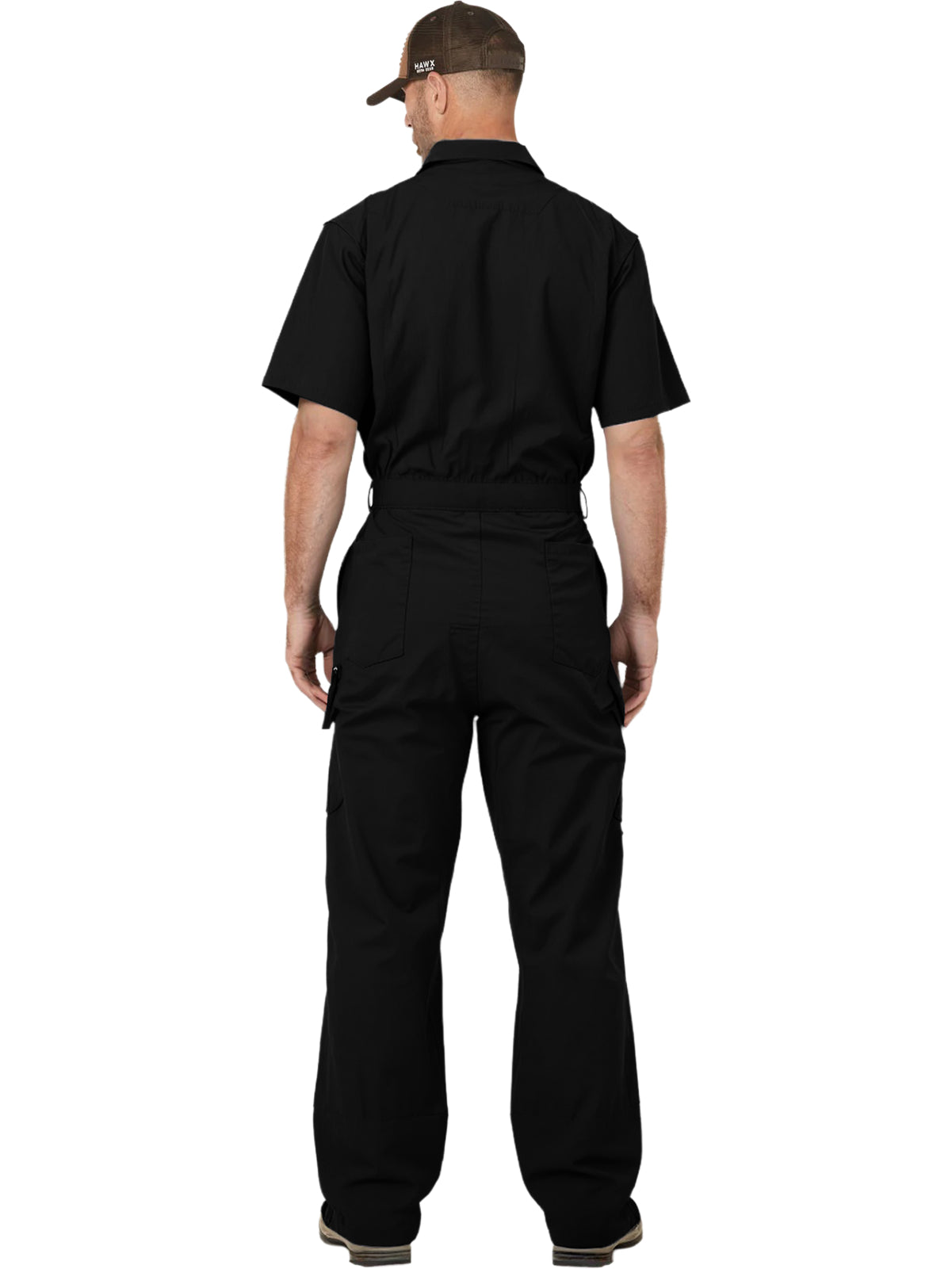 WORK IDEA Men's Short Sleeve Work Coverall - Lightweight Jumpsuit Elastic Waist with Multi Pockets