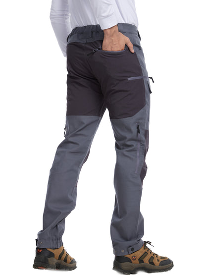 WORK IDEA Men's Hybrid Outdoor Pants - Canvas & Stretch Nylon Hiking Trousers with Side Vents, Reinforced Knees for Camping