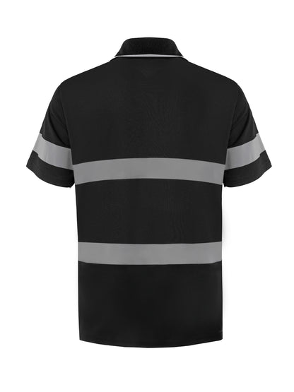 WORK IDEA Polo Shirt for Men High Visibility Reflective Work Shirt with Pockets for Construction