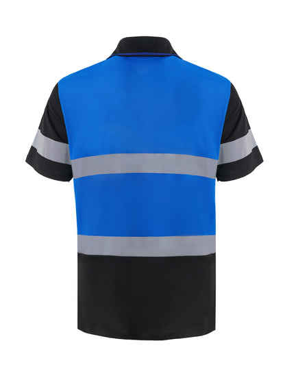 WORK IDEA Polo Shirt for Men High Visibility Reflective Work Shirt with Pockets for Construction