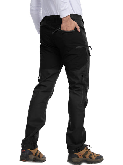 WORK IDEA Men's Hybrid Outdoor Pants - Canvas & Stretch Nylon Hiking Trousers with Side Vents, Reinforced Knees for Camping