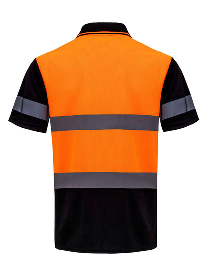 WORK IDEA Polo Shirt for Men High Visibility Reflective Work Shirt with Pockets for Construction
