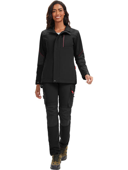 WORK IDEA Women's Long Sleeve Coveralls - 100% Cotton Work Jumpsuits Action Back And Utility Pockets with Hook