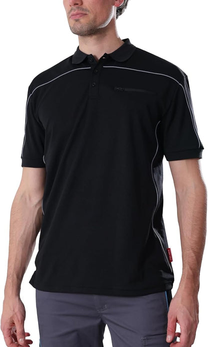Men's Polo Shirt Work Short Sleeve Work Shirt 100% Polyester with Contrast Colours