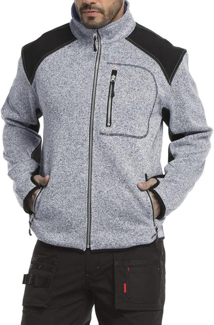 WORK IDEA Men's Knitted Fleece Jacket, Fleece Cardigan, Breathable Outdoor Fleece Jackets for Men, Warm and Lightweight Knitted Fleece Jacket with Zip