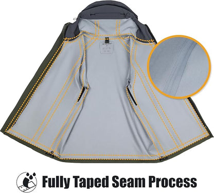 WORK IDEA Men's 3-in-1 Waterproof Breathable Windproof Jacket with Hood and Fleece Inner Jacket - Functional Jacket for Hiking, Cycling, Camping and Outdoor Activities