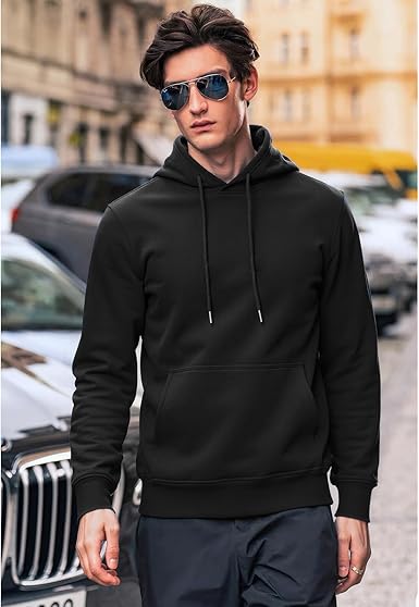 WORK IDEA Men's Cotton Winter Hoodie for Men, Soft Hoodie with Side Pockets, Casual Top for Sports and Leisure