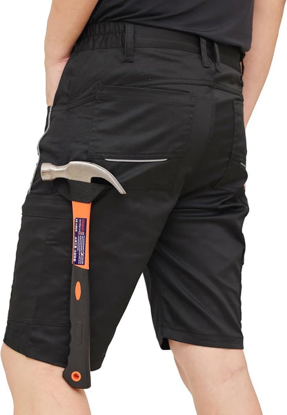 WORK IDEA Men's Stretch Work Shorts with Numerous Pockets and Tool Pockets