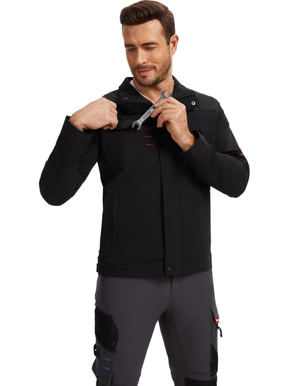 WORK IDEA Herren Slim-Fit Stretch Arbeitsjacke: Strategisch verstärkt– professionelle Eleganz mit modernem Komfort