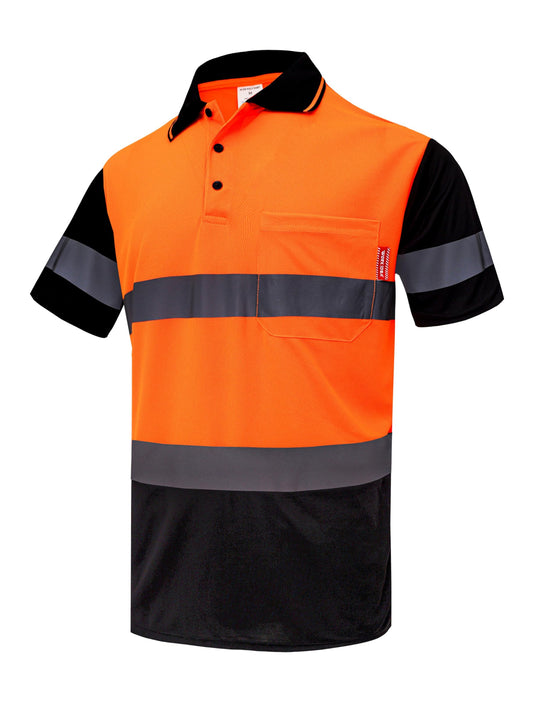 WORK IDEA Men's Hi-Vis Polo Shirt, Reflective Work Polo Shirt