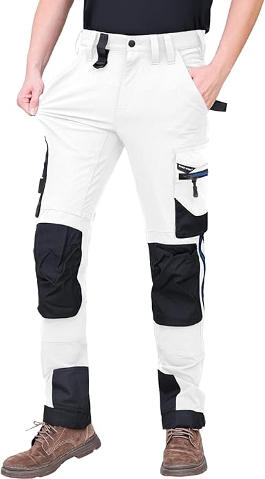 WORK IDEA Men's Slim-Fit Stretch Work Trousers: Corduroy on Critical Fabric Areas, Durable Elegance for the Highest Demands