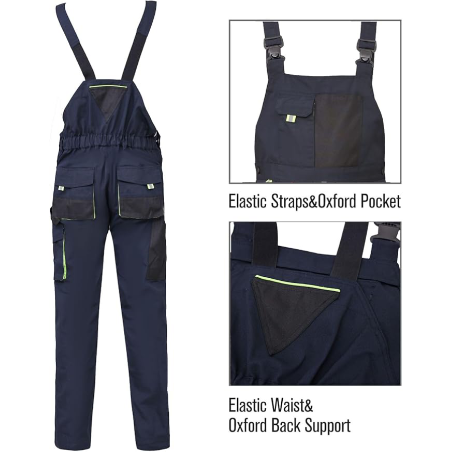 WORK IDEA Men's Bib Overalls Work Overalls with Knee Pad Pockets