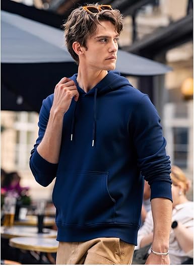 WORK IDEA Men's Cotton Winter Hoodie for Men, Soft Hoodie with Side Pockets, Casual Top for Sports and Leisure
