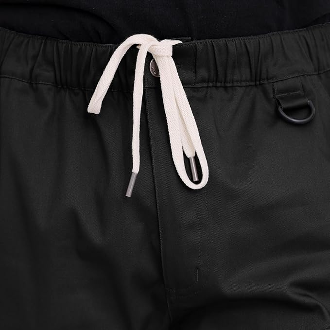 WORK IDEA Men's Summer Cargo Shorts with Elastic Waistband and Utility Pockets - Work Trousers for Outdoor, Leisure, Everyday Use