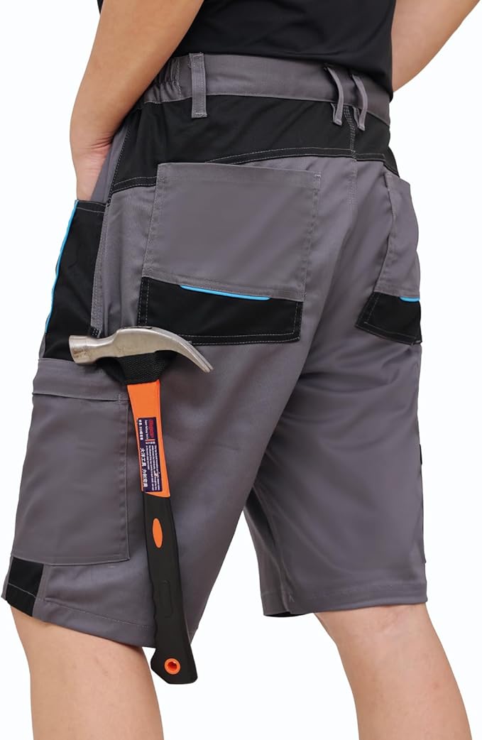 WORK IDEA Men's Stretch Work Shorts with Numerous Pockets and Tool Pockets