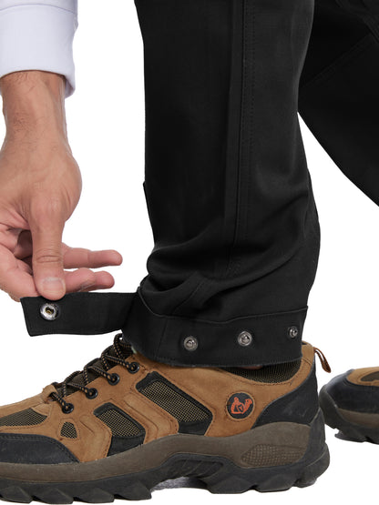 WORK IDEA Men's Hybrid Outdoor Pants - Canvas & Stretch Nylon Hiking Trousers with Side Vents, Reinforced Knees for Camping