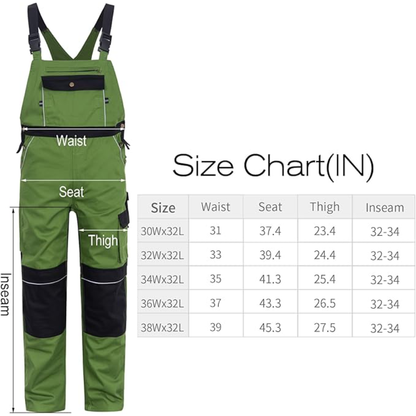 WORK IDEA Men's Bib Overalls for Men Work Overalls Breathable and Workwear with Knee Pad Pockets, WL Size