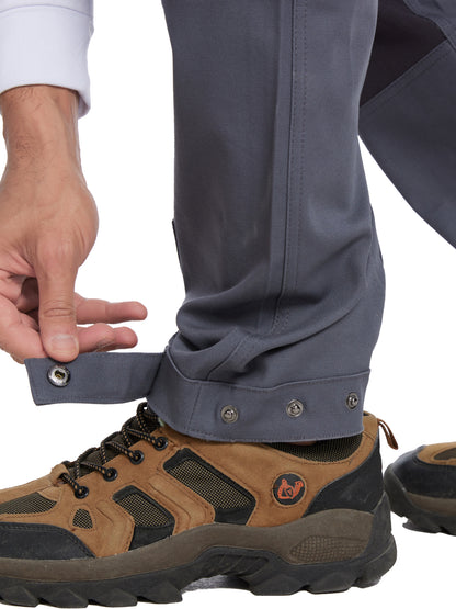 WORK IDEA Men's Hybrid Outdoor Pants - Canvas & Stretch Nylon Hiking Trousers with Side Vents, Reinforced Knees for Camping