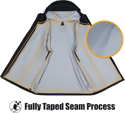 WORK IDEA Men's 3-in-1 Waterproof Breathable Windproof Jacket with Hood and Fleece Inner Jacket - Functional Jacket for Hiking, Cycling, Camping and Outdoor Activities