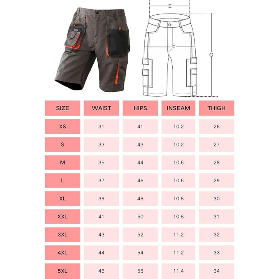 WORK IDEA Men's Work Cargo Shorts Outdoor Multi-Pocket Workwear Hiking Camping Travel Golf Causal