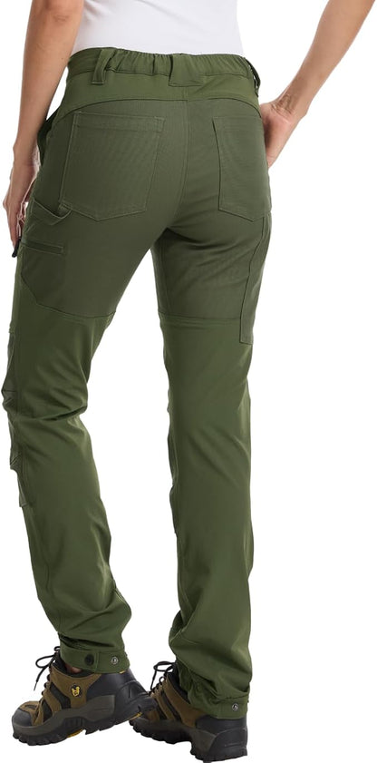 WORK IDEA Women's Work Trousers Workwear Stretch Slim Fit Waterproof Breathable Outdoor Hiking Trousers for Work Trekking Mountaineering