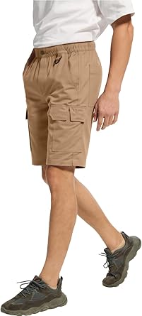 WORK IDEA Men's Cargo Shorts Cotton Drawstring Stretch Short Relaxed Fit