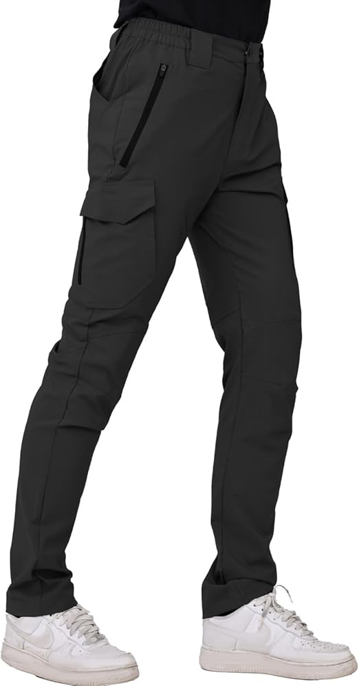 WORK IDEA Men's Hiking Pants Strench Waterproof Lightweight Outdoor Fishing Pants with Cargo Pockets