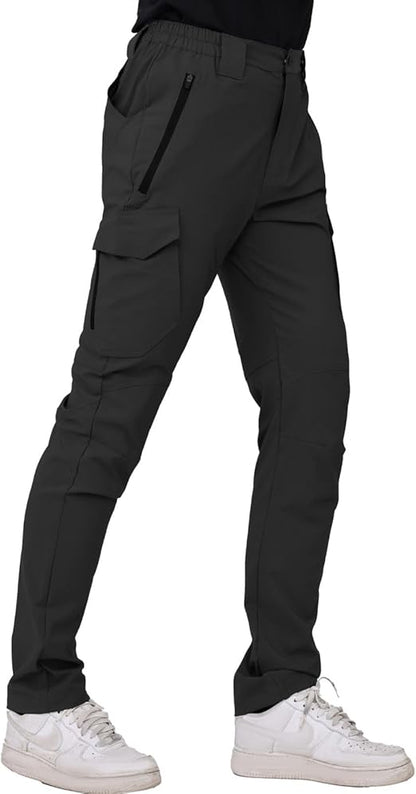 WORK IDEA Men's Hiking Pants Strench Waterproof Lightweight Outdoor Fishing Pants with Cargo Pockets