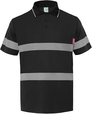 WORK IDEA Polo Shirt for Men High Visibility Reflective Work Shirt with Pockets for Construction