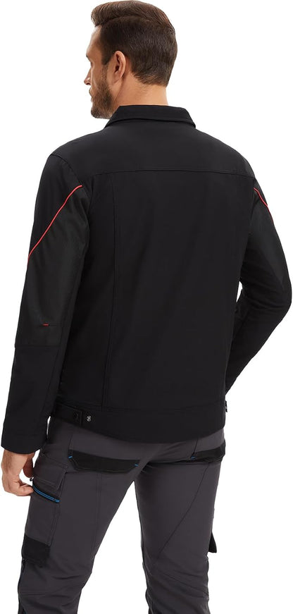 WORK IDEA Men's Slim Fit Stretch Work Jacket: Strategically Reinforced - Professional Elegance with Modern Comfort