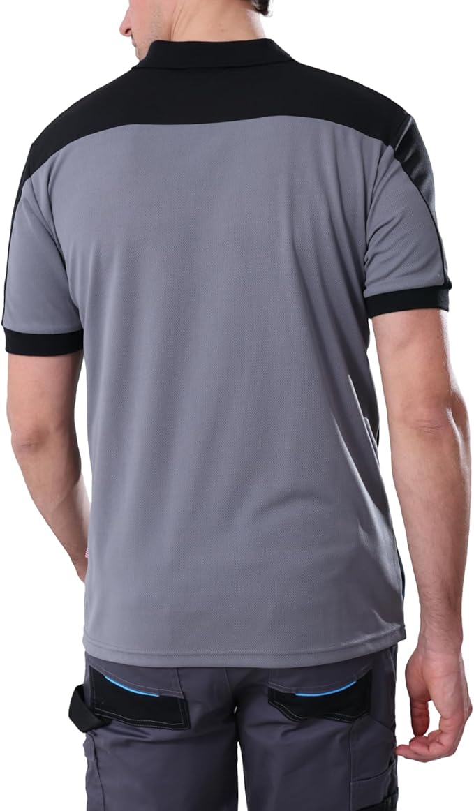 Men's Polo Shirt Work Short Sleeve Work Shirt 100% Polyester with Contrast Colours