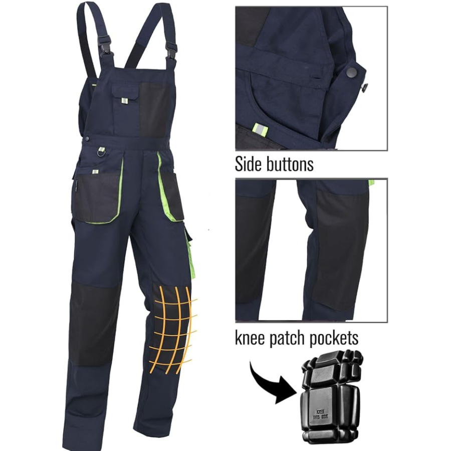 WORK IDEA Men's Bib Overalls Work Overalls with Knee Pad Pockets