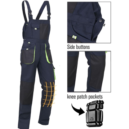 WORK IDEA Men's Bib Overalls Work Overalls with Knee Pad Pockets