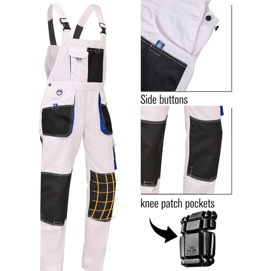 WORK IDEA Men's Bib Overalls Work Overalls with Knee Pad Pockets