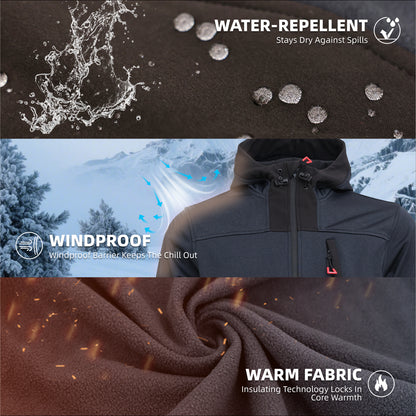 WORK IDEA Men's Fleece Jacket, Warm Soft Outdoor Jacket with Zip, Breathable, Lightweight, Cold Insulating