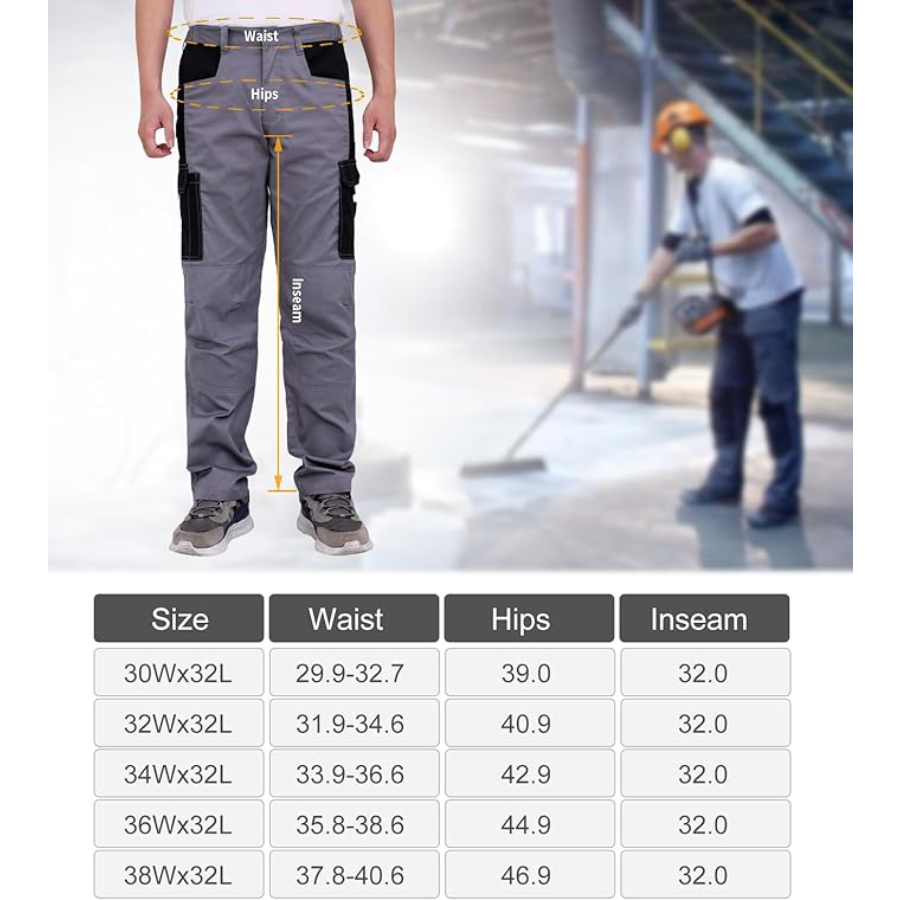 WORK IDEA Men's Cargo Pants Workwear Cotton Multi-Pockets Work Pants for Men Tactical Outdoor Military Pants